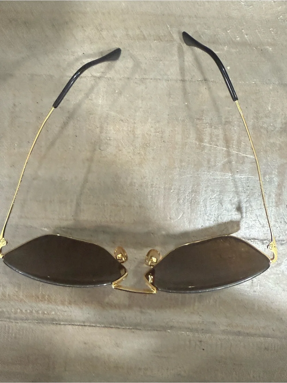Vintage Claudio La Viola for Private Eyes Gold Rimless Sunglasses Made in Italy